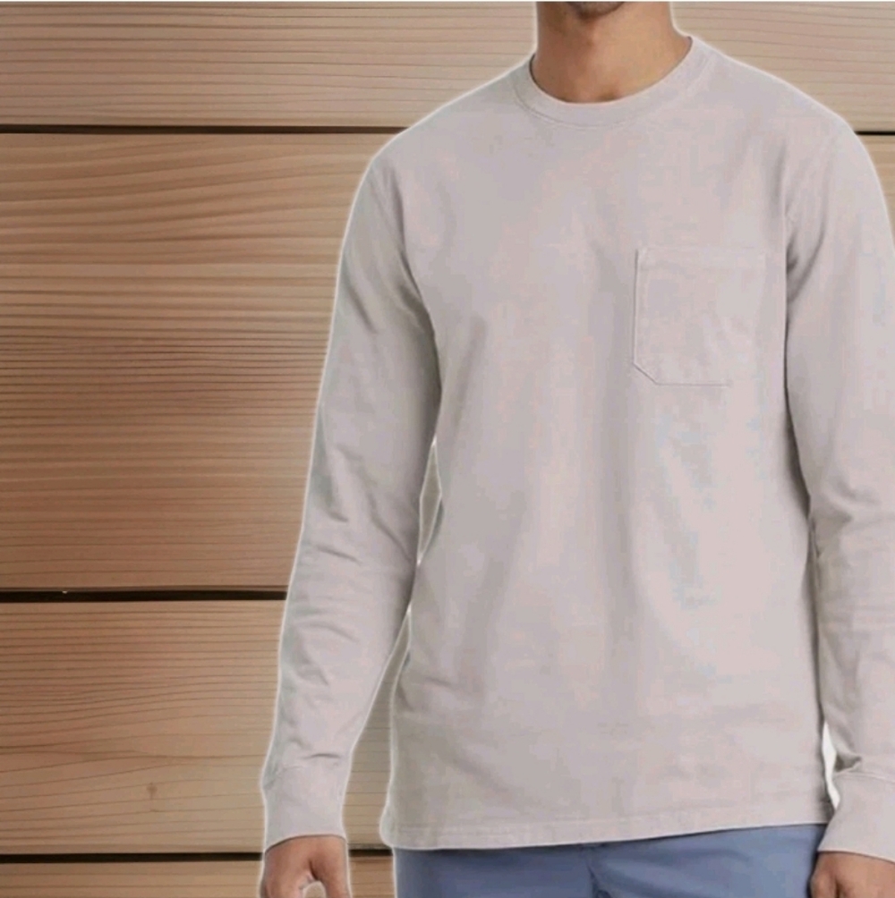 NWT Goodfellow Co Men's 100% Cotton Long Sleeve Pocket T-shirt Taupe Target